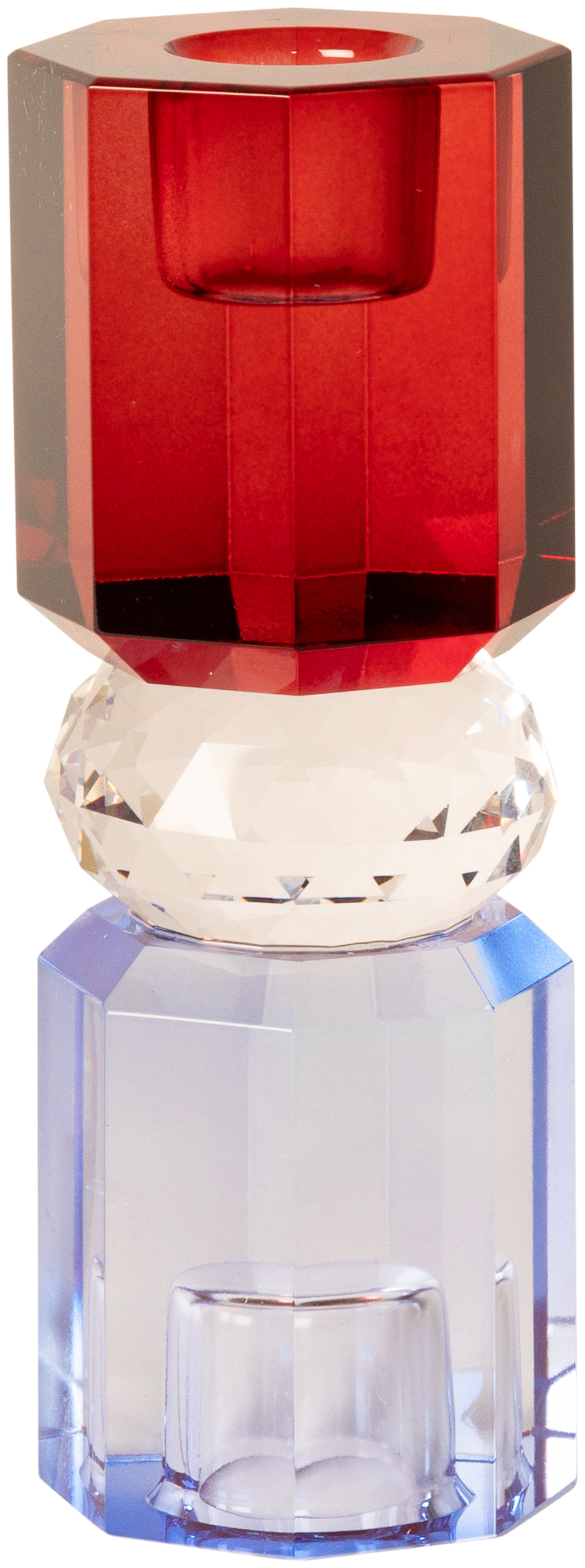 Bordeaux & Clear Crystal Candleholder