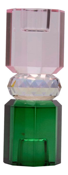 Green & Pink Crystal Candleholder