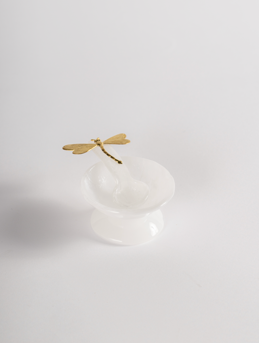 Murano Glass Bowl & Spoon White