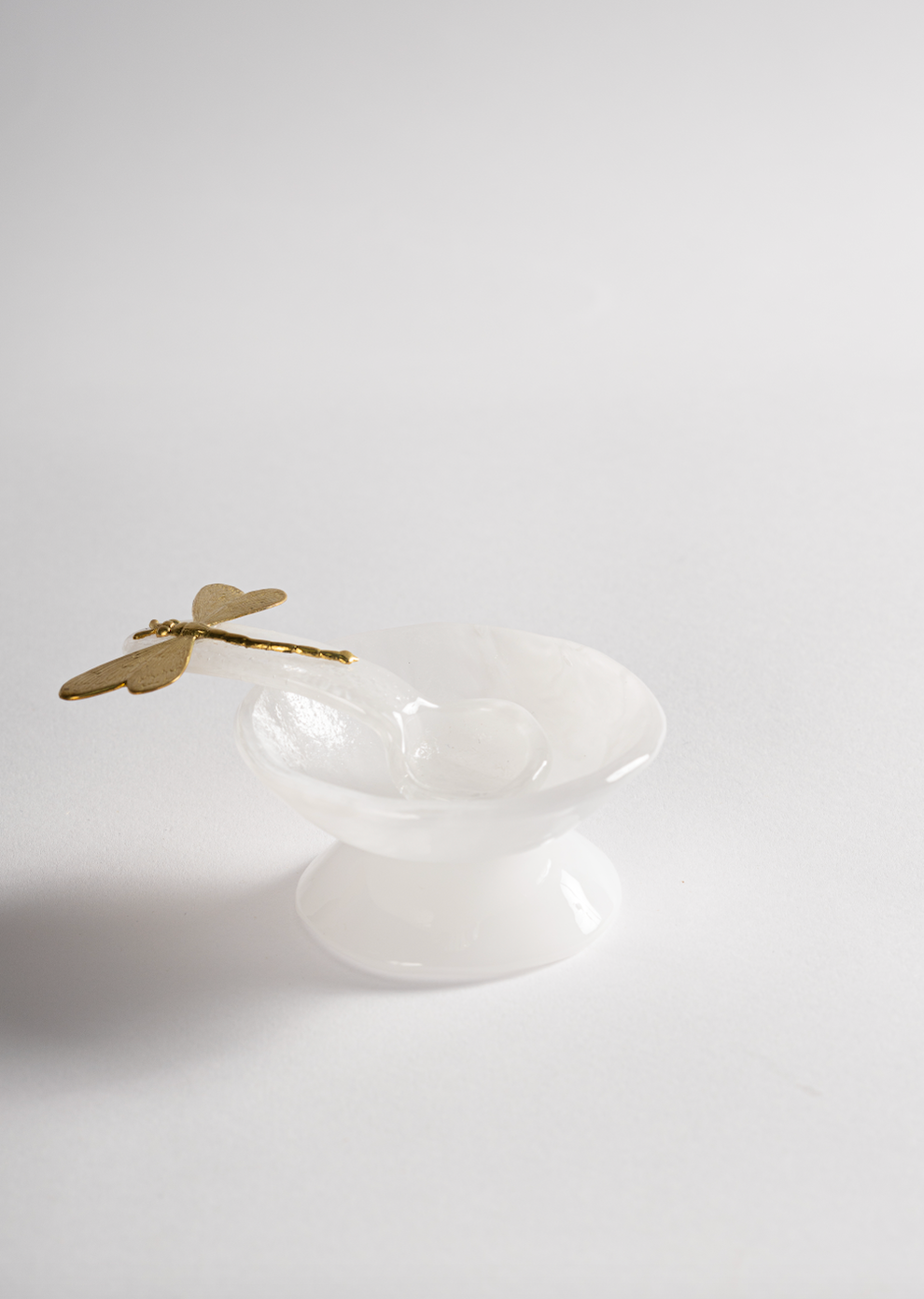 Murano Glass Bowl & Spoon White