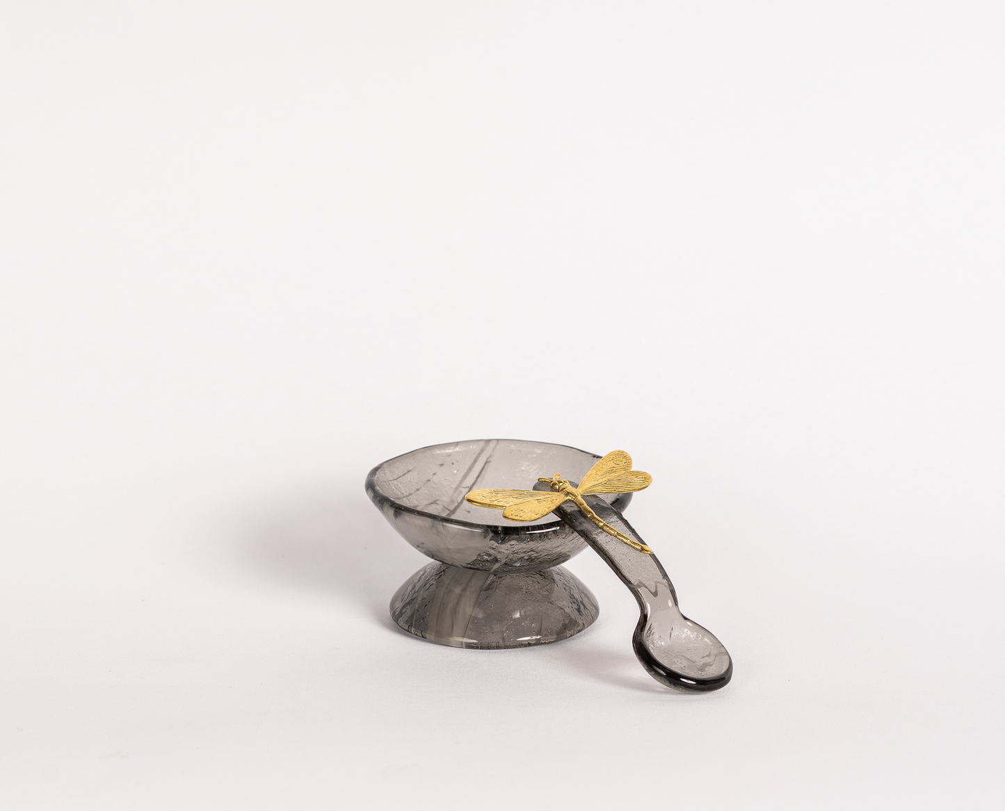 Murano Glass Bowl & Spoon Grey