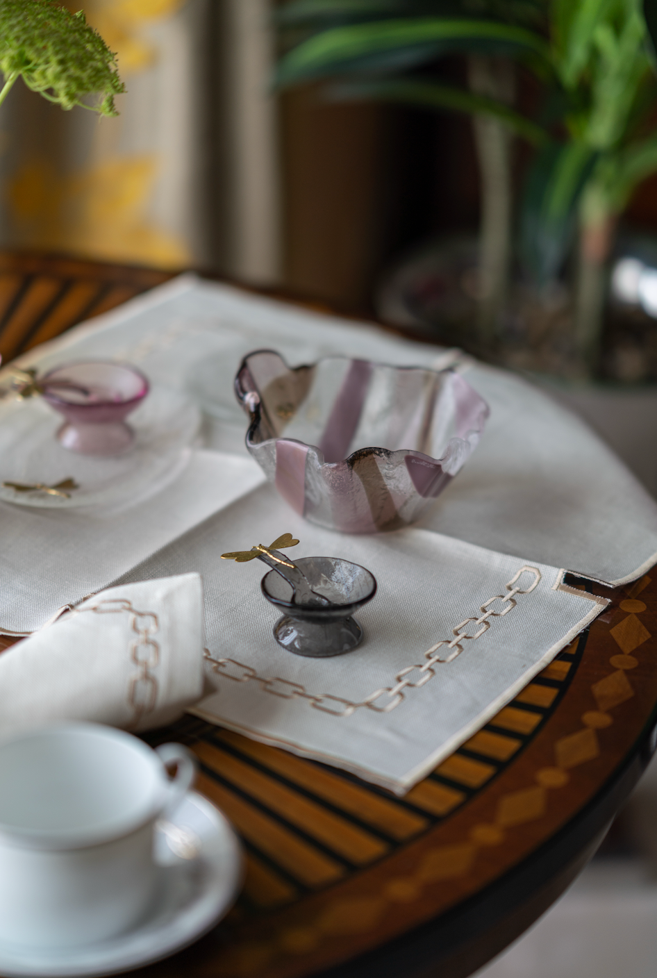 Murano Glass Bowl & Spoon Grey