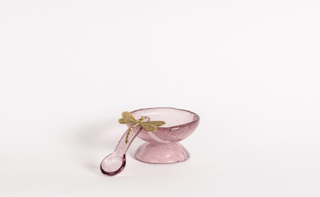 Rosé Dragonfly Bowl & Spoon