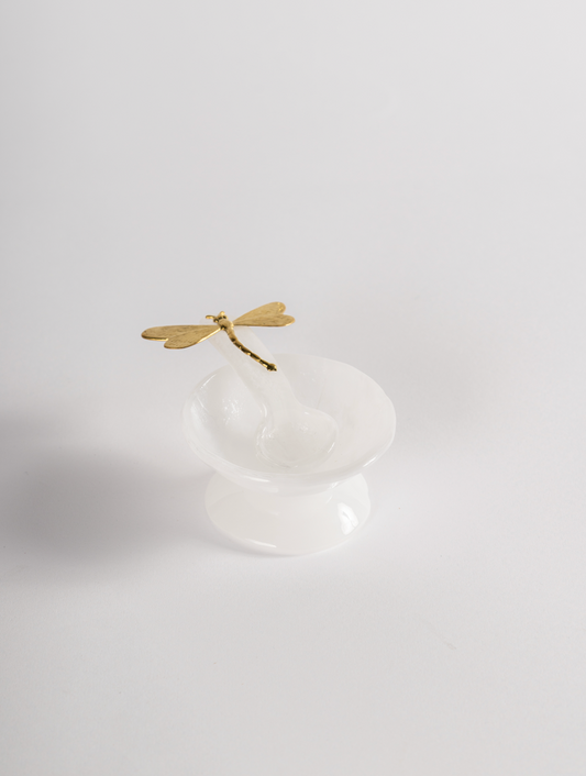 Murano Glass Bowl & Spoon White
